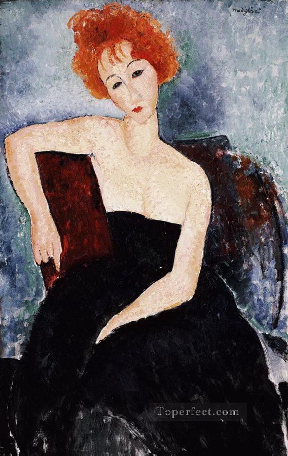 red headed girl in evening dress 1918 Amedeo Modigliani Oil Paintings